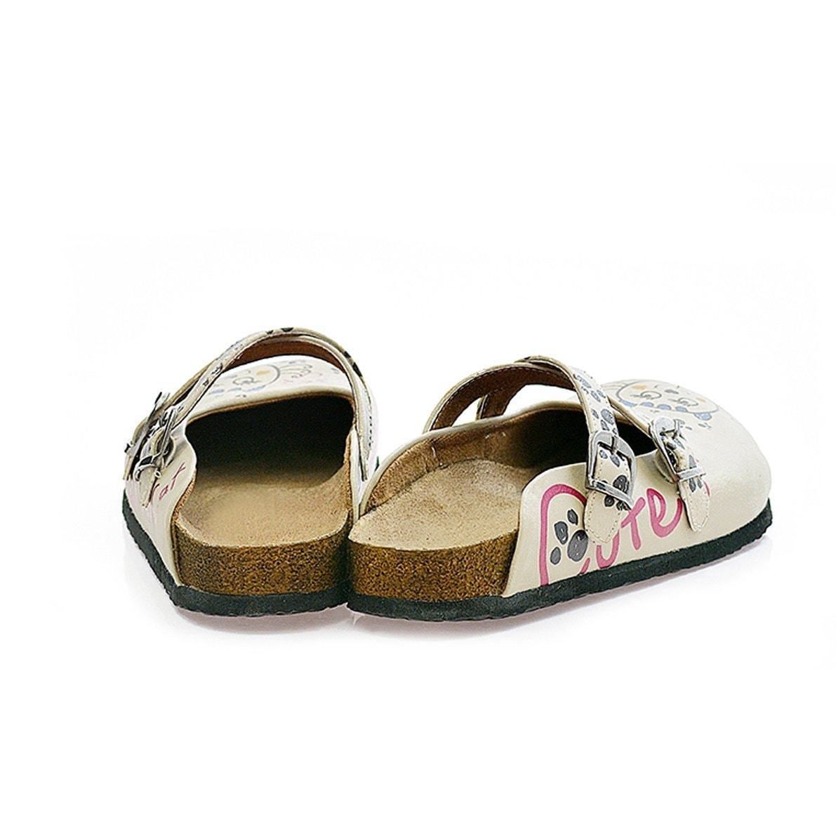 White Sketch Cat Clogs CAL109 (737683439712)