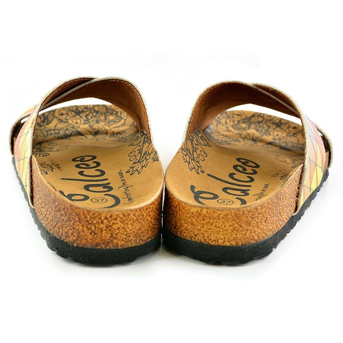 Orange & Blue Geometric Cross-Strap Sandal CAL1104 (737683341408)