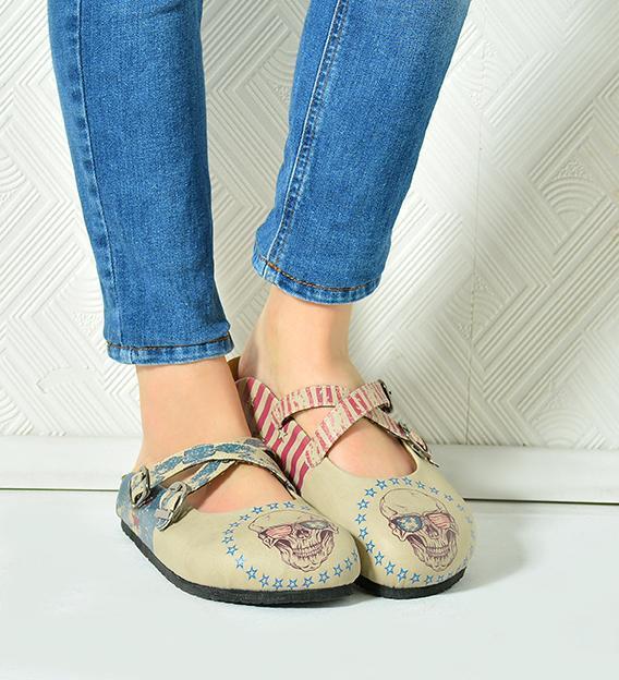 White American Skull Clogs CAL112 (737683144800)