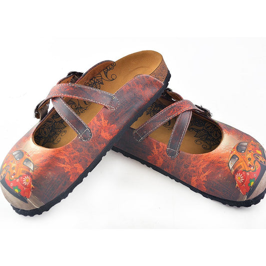 Red & Orange Floral Car Clogs CAL121 (737682948192)