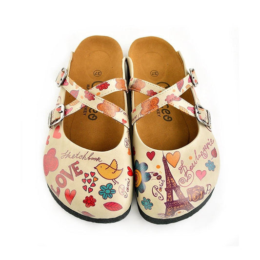 Cream & Pink Love Clogs CAL144 (737682882656)