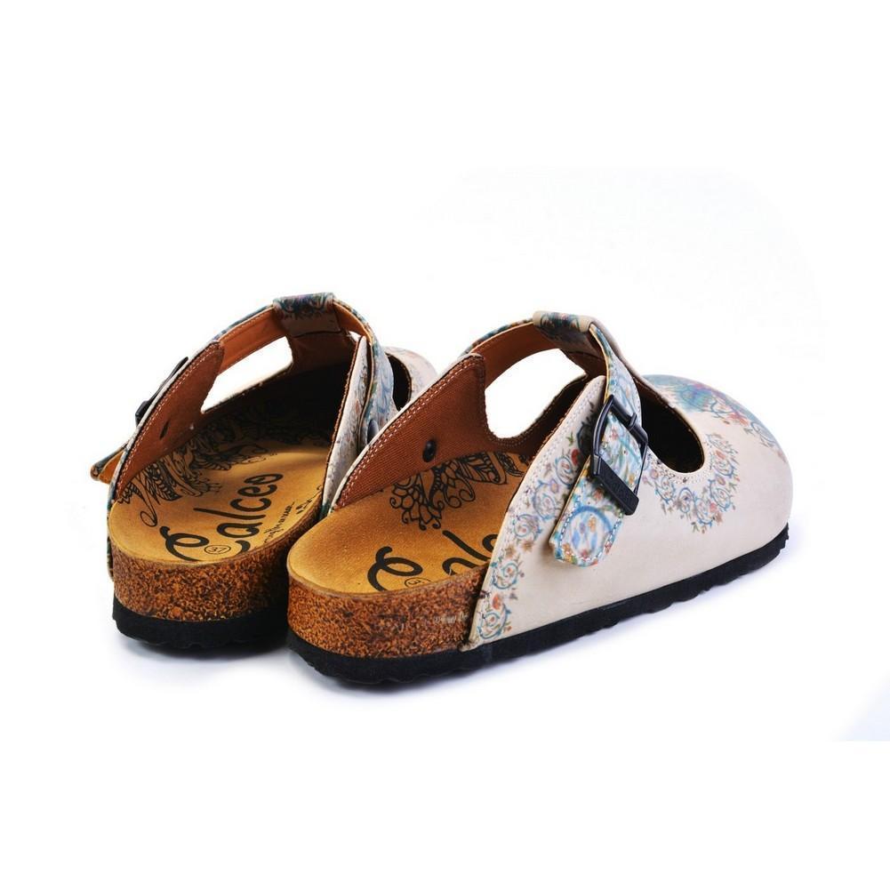 White & Blue Floral T-Strap Mule CAL1501 (774933348448)