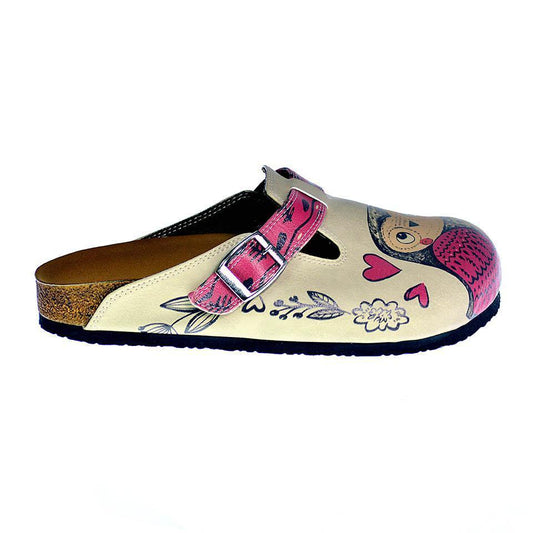 Cream & Pink Love Owls Clogs CAL316 (737681899616)