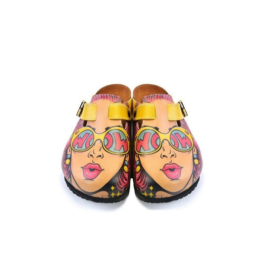 Pink & Yellow Wow Woman Slip-On Mule CAL373 (774935576672)