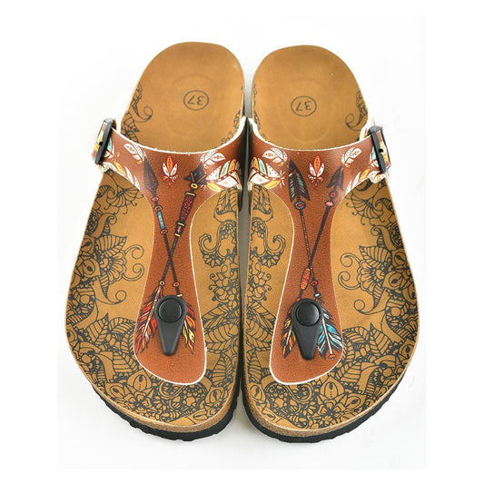 Brown Arrow T-Strap Sandal CAL510 (737680719968)