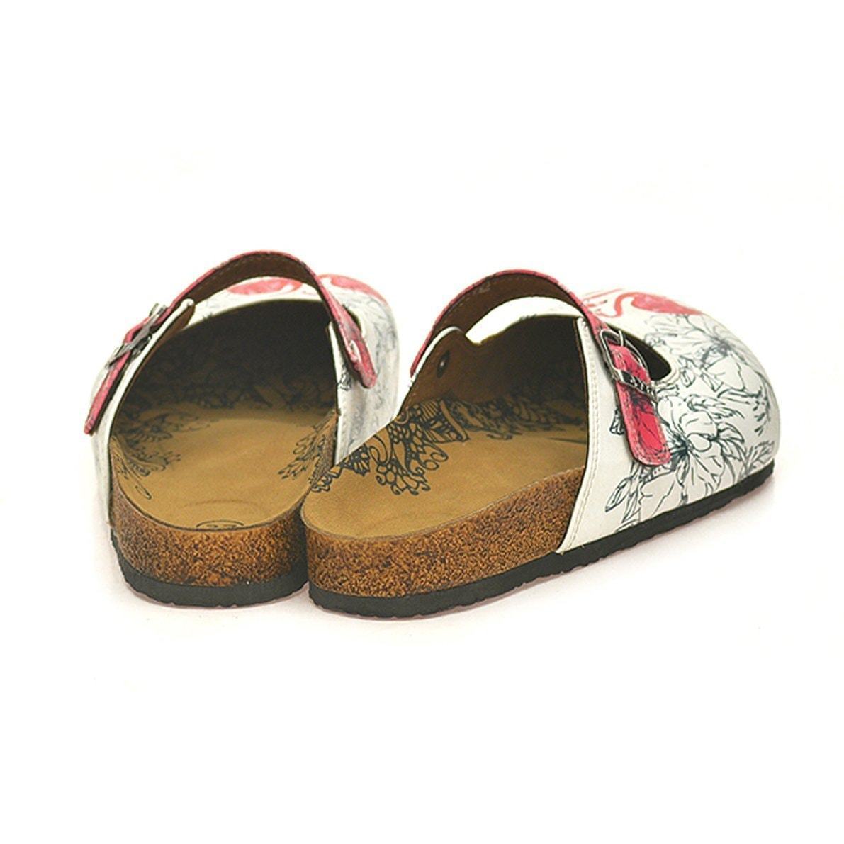 White & Pink Flamingo Clogs CAL806 (737679442016)