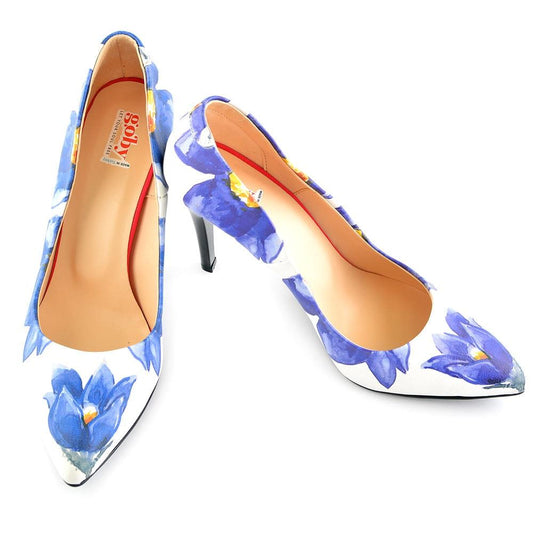 Blue Flowers Heel Shoes STL4403 (506277429280)