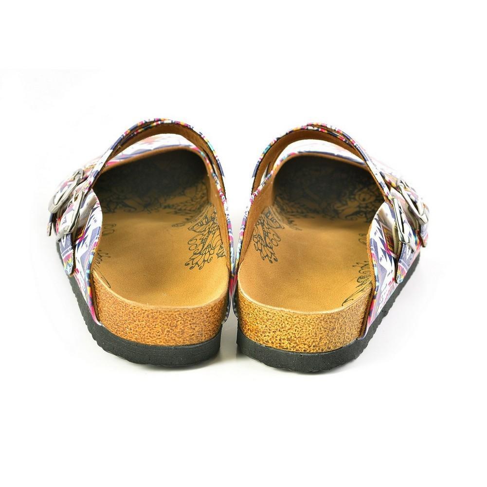 Pink & White Geometric Crisscross Clogs WCAL166 (774936985696)