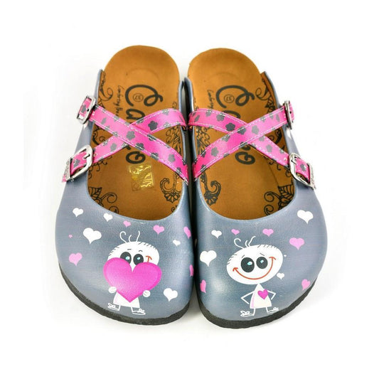 Gray & Pink Heart Crisscross Clogs WCAL167 (774937116768)