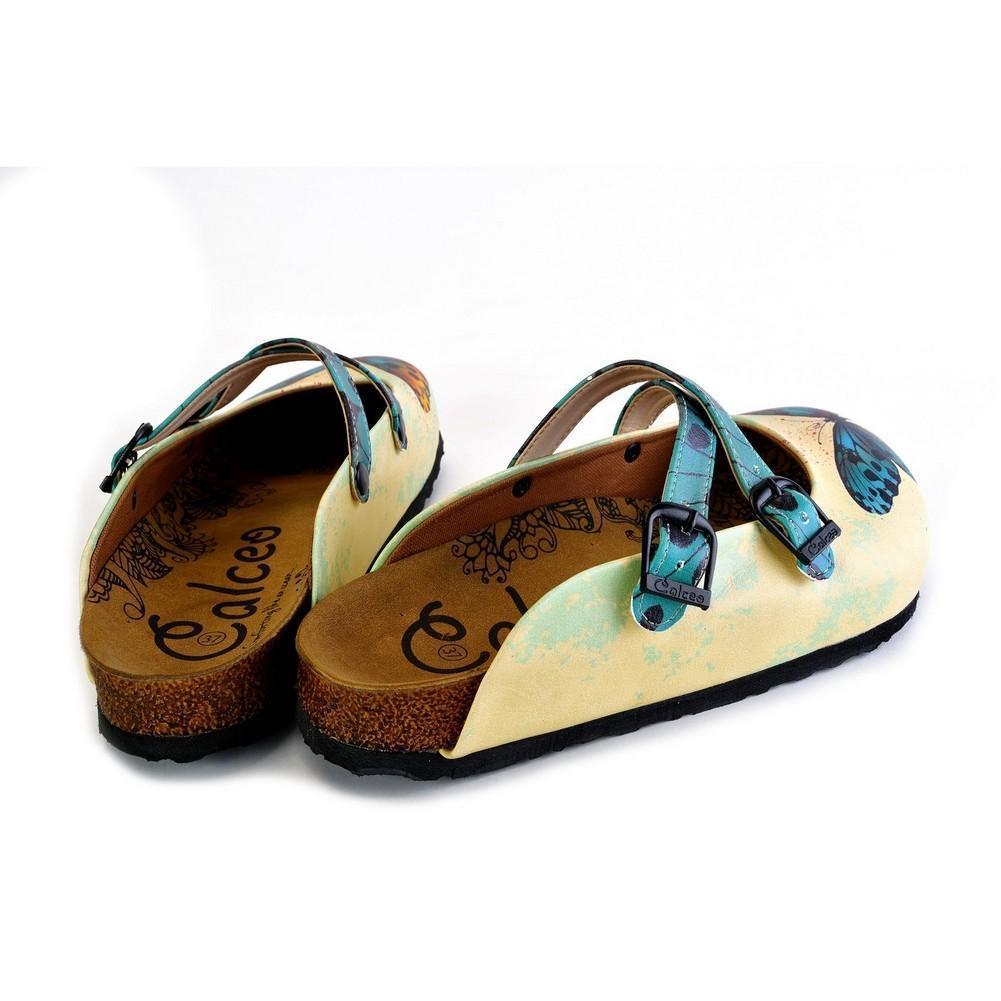 Yellow and Blue Colored Butterfly Patterned Clogs - WCAL178 (774938558560)