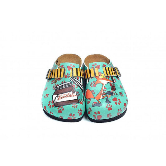 Blue & Yellow Paw & Fox Clogs - WCAL3434