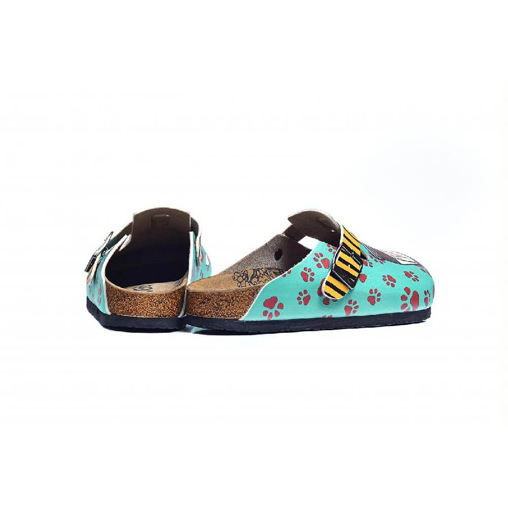 Blue & Yellow Paw & Fox Clogs - WCAL3434