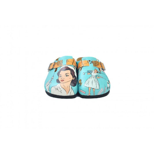 Blue & White Nurse Clogs - WCAL3442
