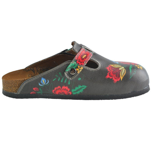 Gray & Red Floral Clogs WCAL355 (737670103136)
