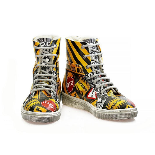 Warning Signs Short Boots WJAS116 (1421228540000)