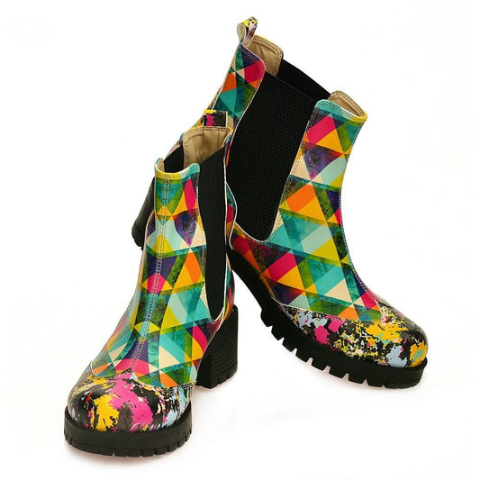 Colored Triangles Short Boots WLAS115 (1421233487968)