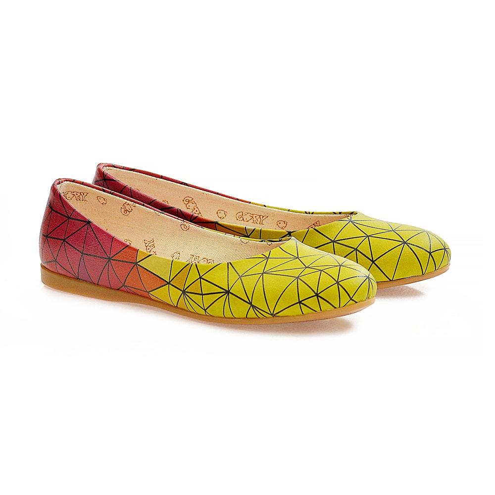 Yellow Red Prismas Ballerinas Shoes 1098 (506263928864)