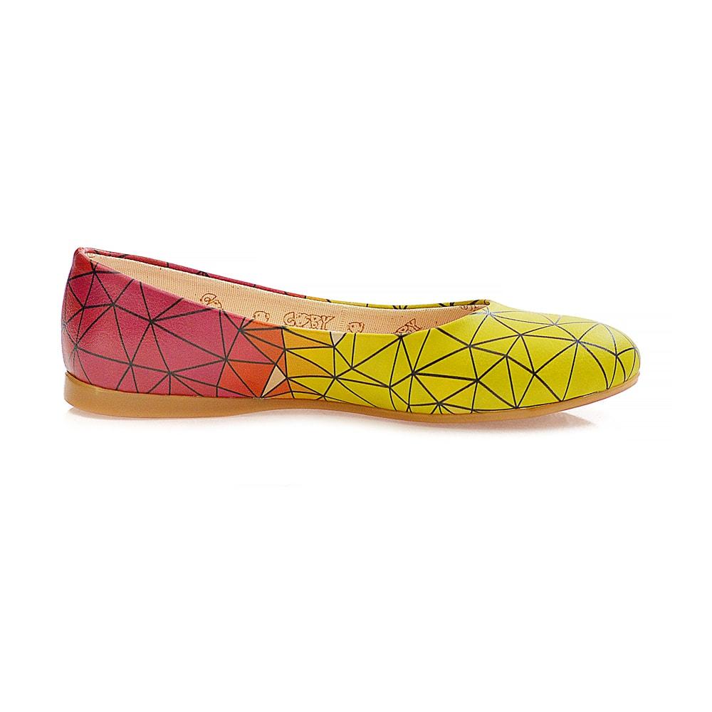Yellow Red Prismas Ballerinas Shoes 1098 (506263928864)