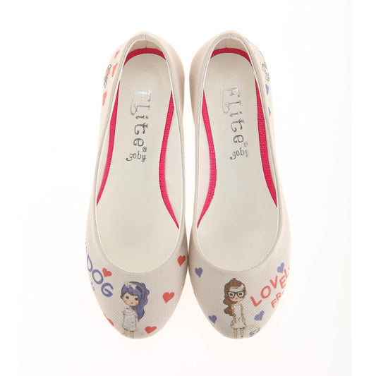 Cute Girls and Dogs Ballerinas Shoes 1111 (1405794058336)