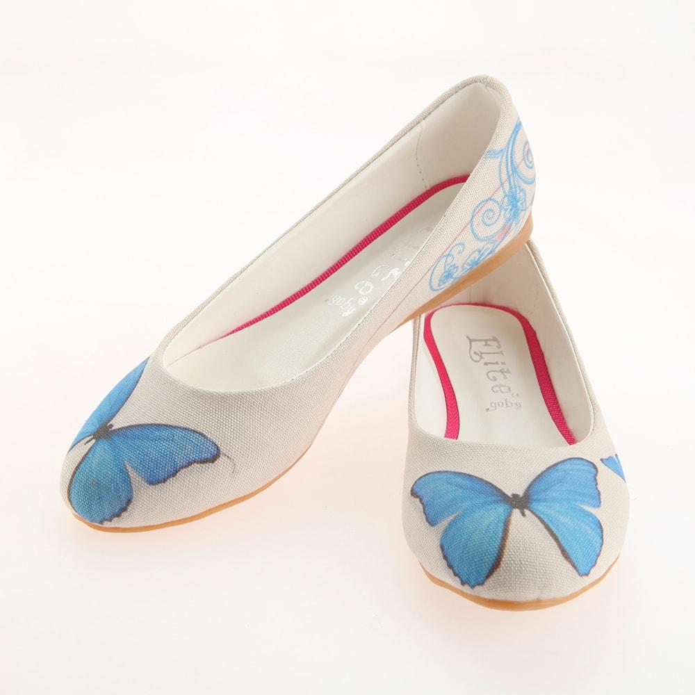 Blue Butterfly Ballerinas Shoes 1124 (1405794386016)
