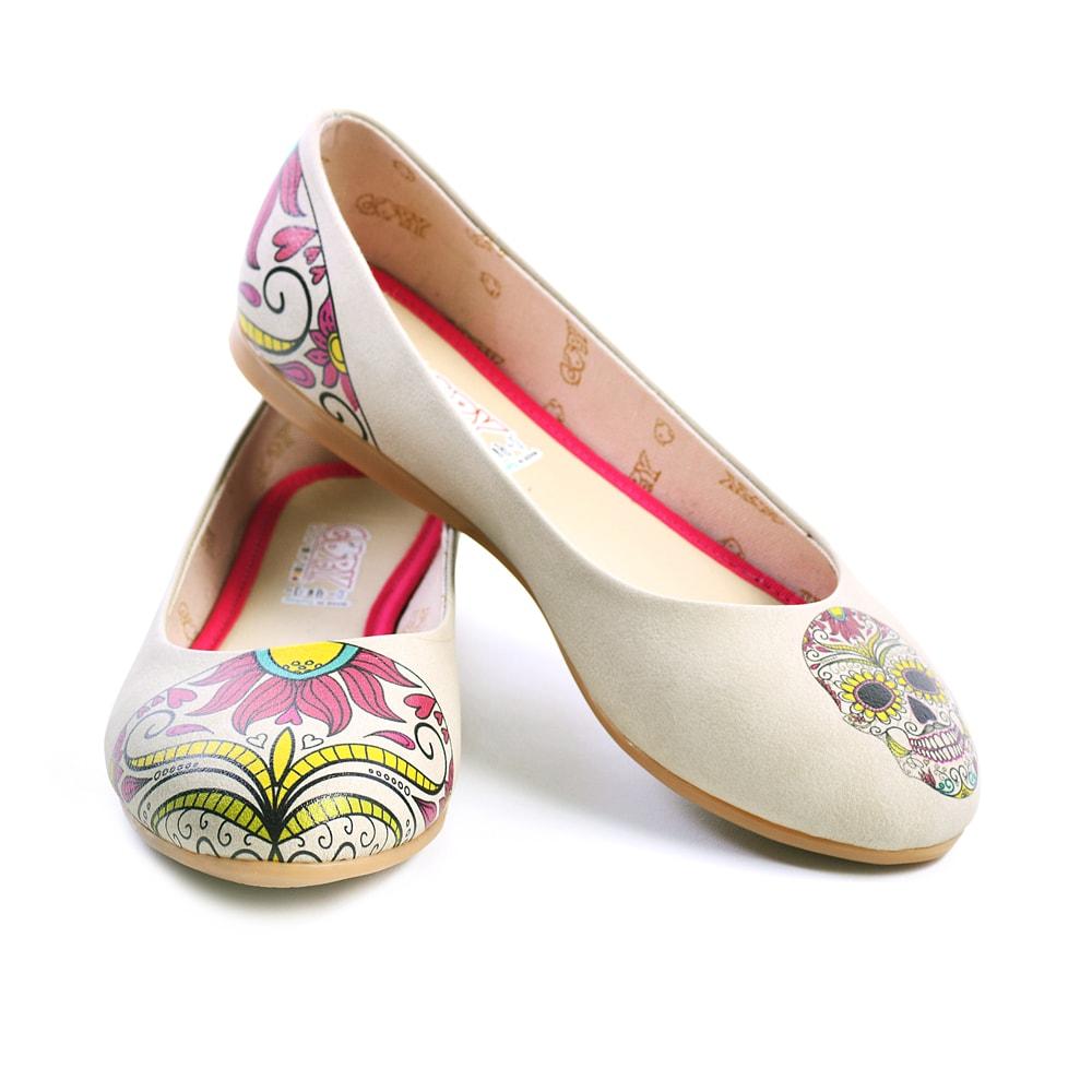 Sun and Skull Ballerinas Shoes 2031 (1405795631200)
