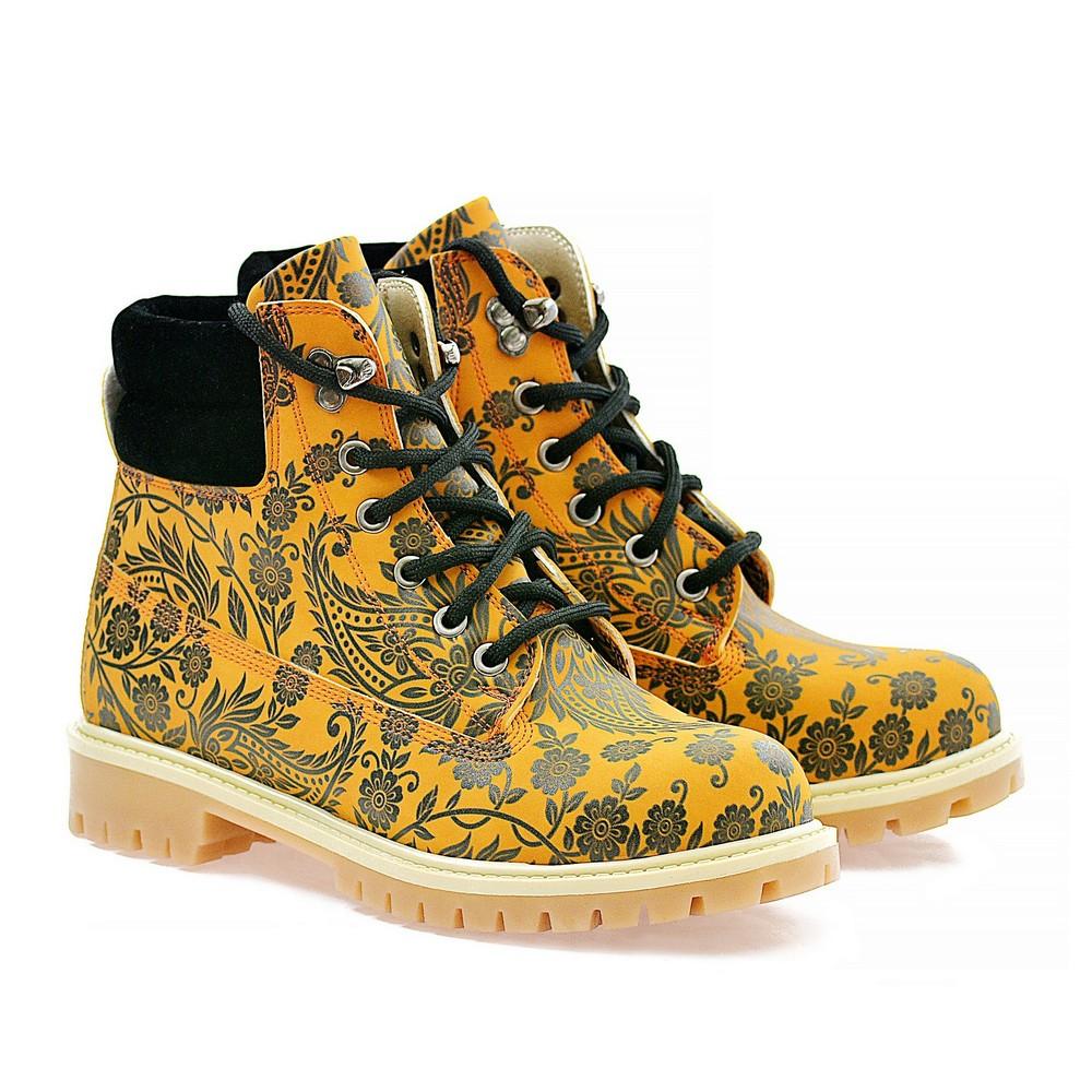 Orange & Black Drawings in Art Short Boots ACAT104 (1329354997856)