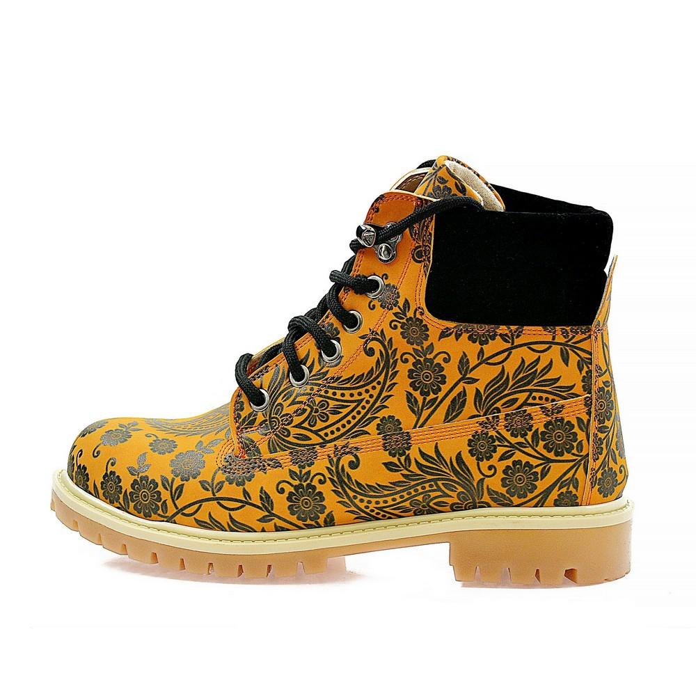 Orange & Black Drawings in Art Short Boots ACAT104 (1329354997856)