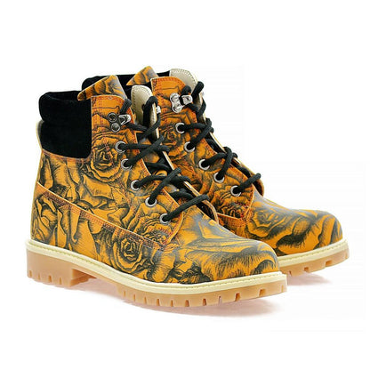 Orange & Black Rose Drawings in Art Short Boots ACAT105 (1329355030624)