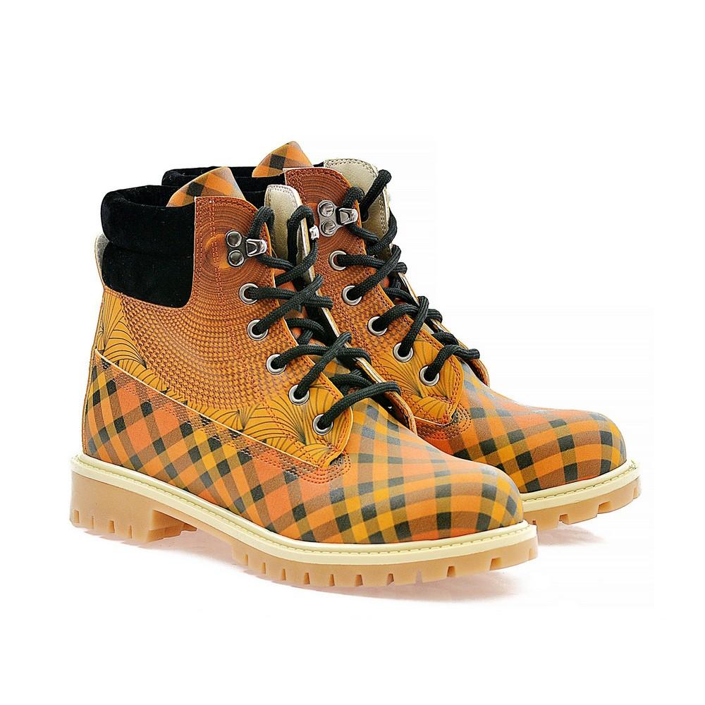 Yellow Pink & Black Drawings in Art Short Boots ACAT106 (1329355063392)