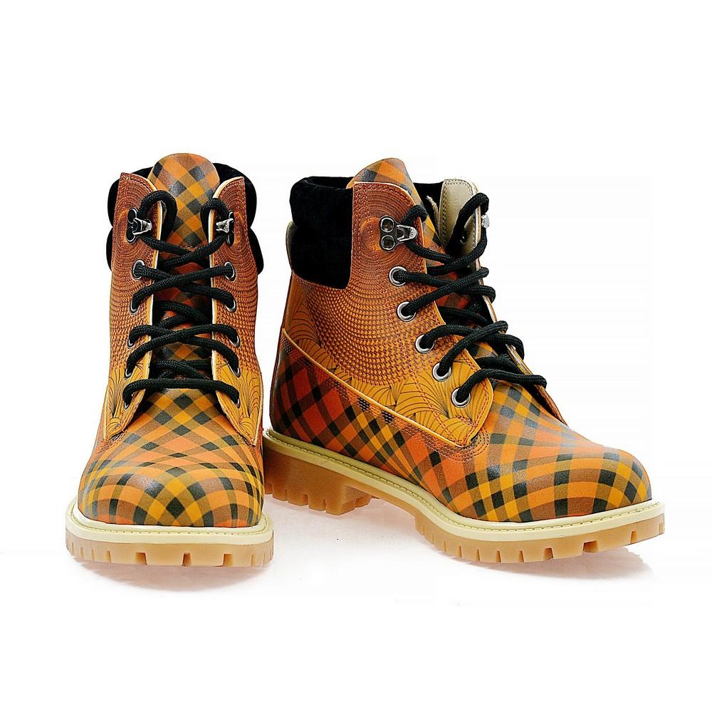 Yellow Pink & Black Drawings in Art Short Boots ACAT106 (1329355063392)