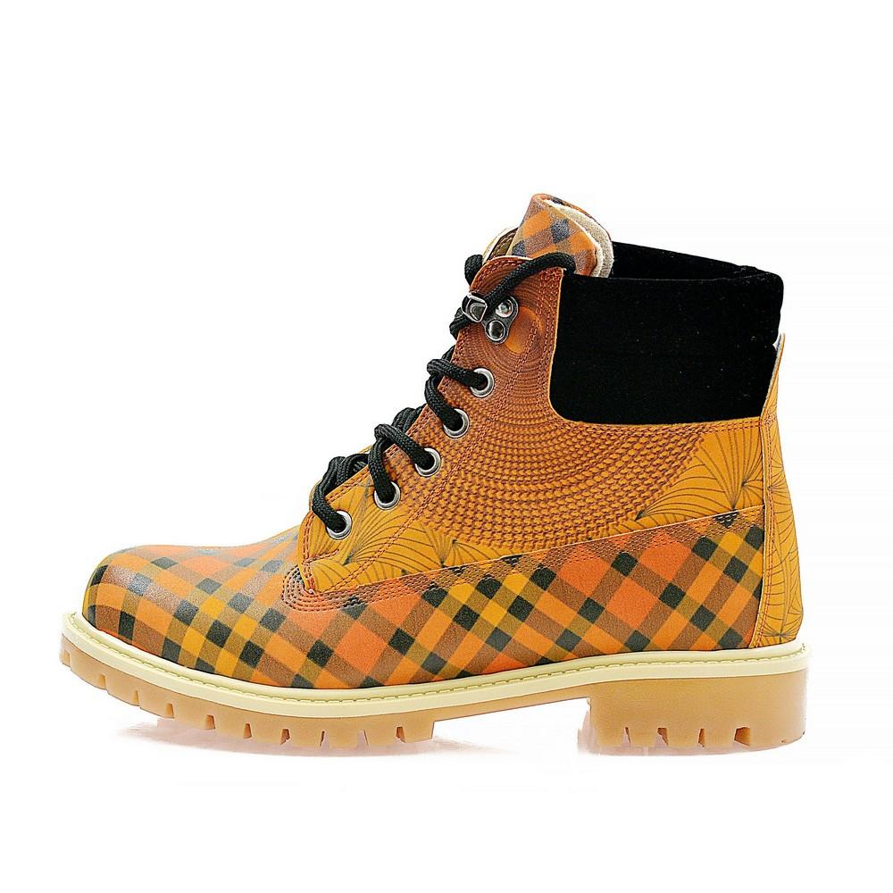 Yellow Pink & Black Drawings in Art Short Boots ACAT106 (1329355063392)