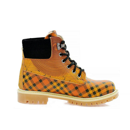 Yellow Pink & Black Drawings in Art Short Boots ACAT106 (1329355063392)