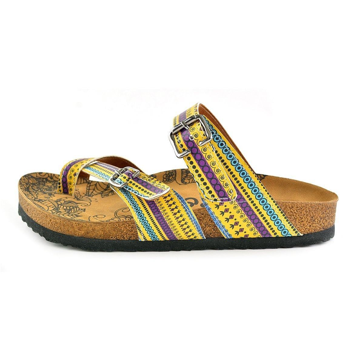Yellow & Purple Geometric Strappy Sandal CAL1001 (737685307488)