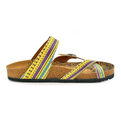 Yellow & Purple Geometric Strappy Sandal CAL1001 (737685307488)