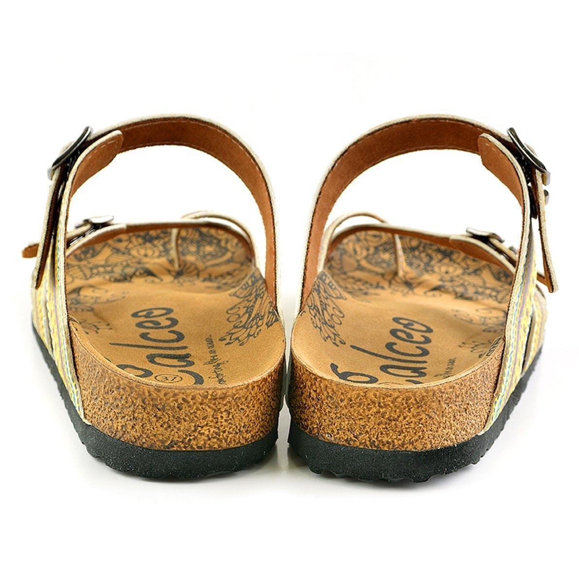 Yellow & Purple Geometric Strappy Sandal CAL1001 (737685307488)