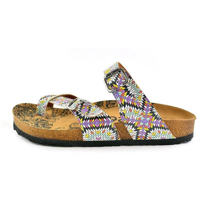 White & Pink Mosaic Strappy Sandal CAL1004 (737685110880)