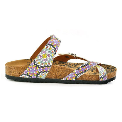 White & Pink Mosaic Strappy Sandal CAL1004 (737685110880)