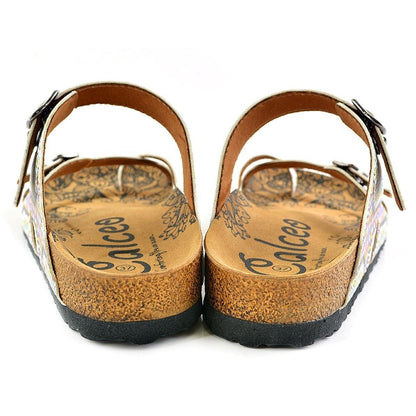 White & Pink Mosaic Strappy Sandal CAL1004 (737685110880)