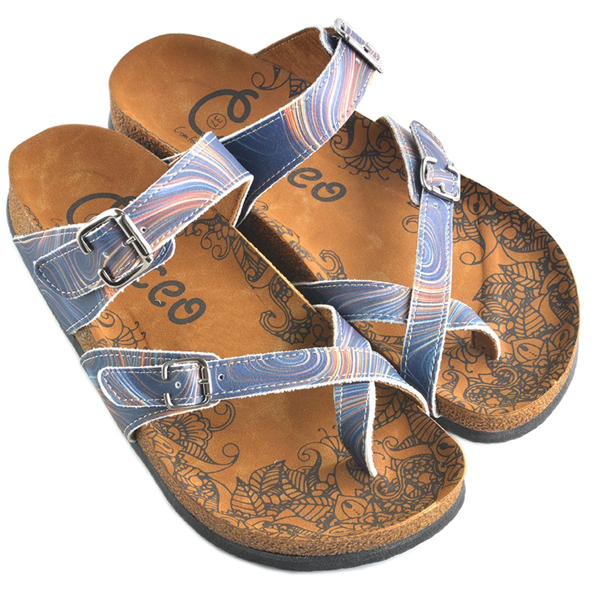 Navy Abstract Sandal CAL1008 (737684815968)