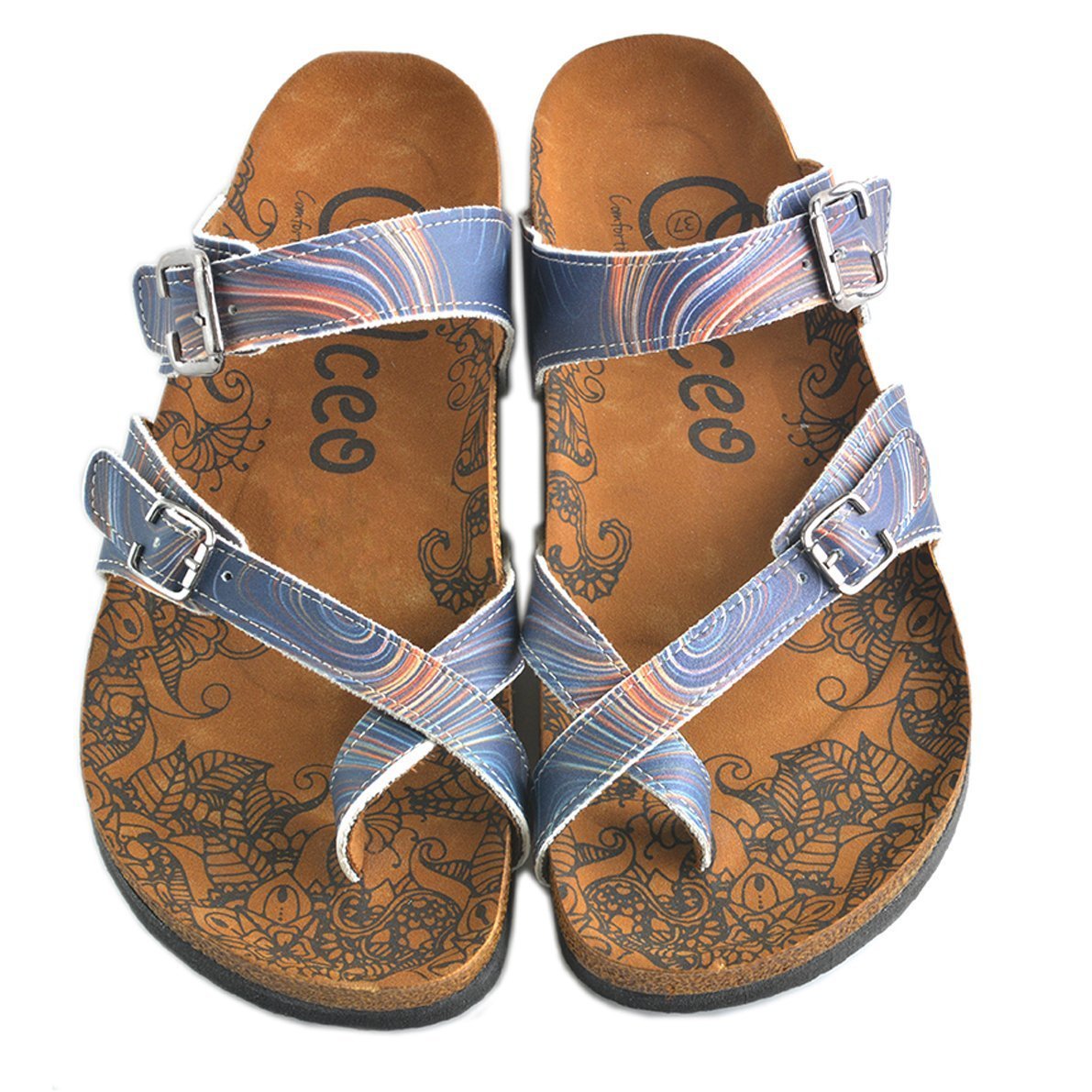 Navy Abstract Sandal CAL1008 (737684815968)