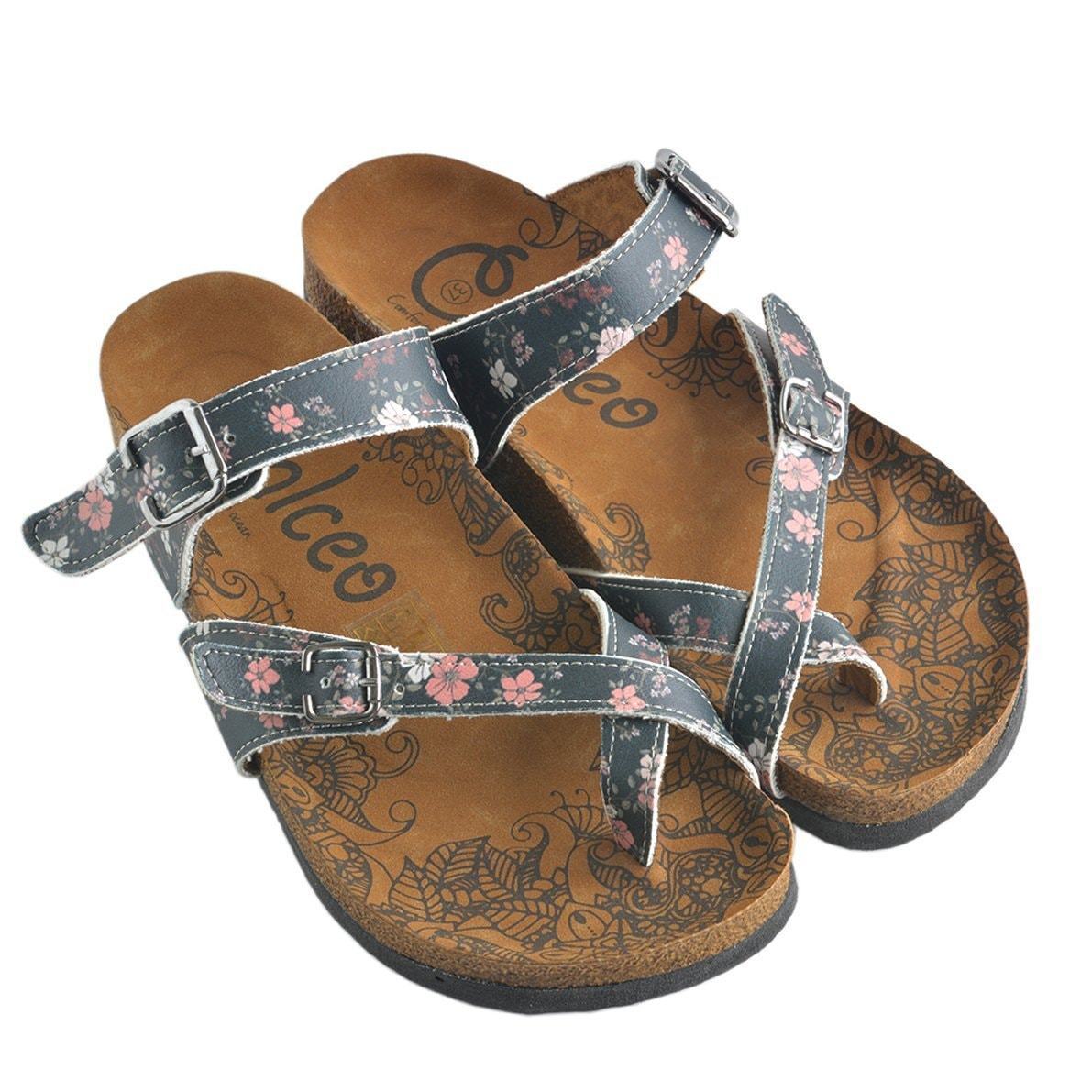 Navy Floral Sandal CAL1009 (737683832928)