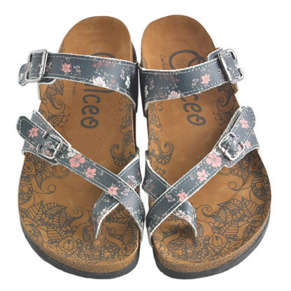 Navy Floral Sandal CAL1009 (737683832928)