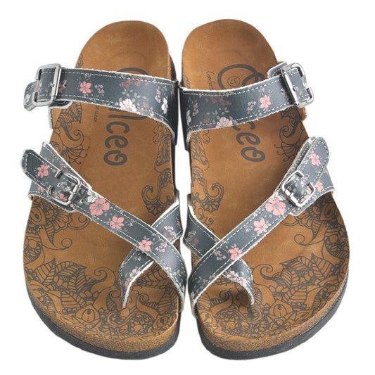 Navy Floral Sandal CAL1009 (737683832928)