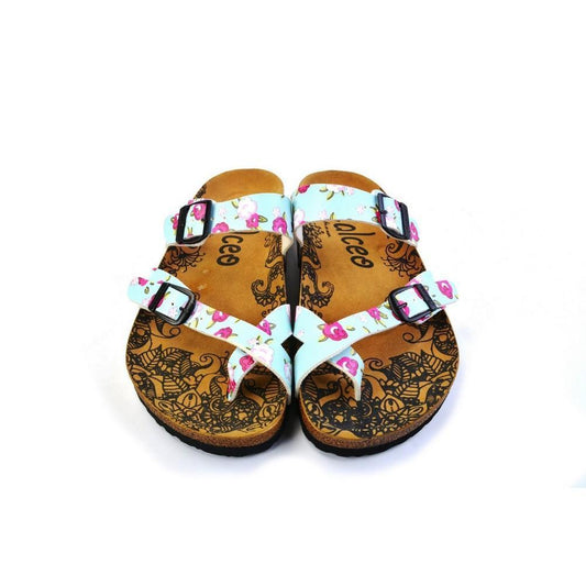 Blue & Pink Floral Sandal CAL1012 (774931251296)