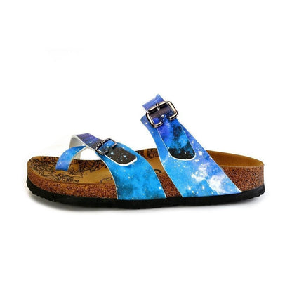 Blue, Black, Light Blue Tones and Glittering Sky Pattern Sandal - CAL1014 (774931578976)
