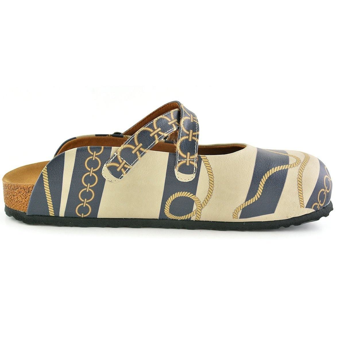 Black & White Stripe Rope Clogs CAL101 (737683767392)