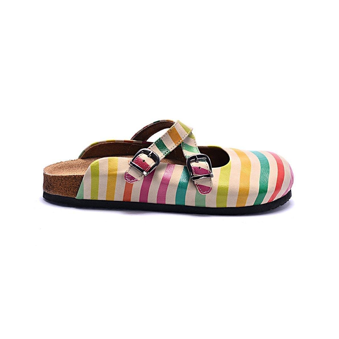 Pink & Yellow Stripe Clogs CAL102 (737683734624)