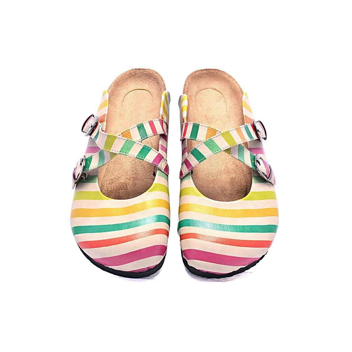 Pink & Yellow Stripe Clogs CAL102 (737683734624)