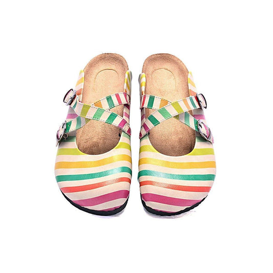 Pink & Yellow Stripe Clogs CAL102 (737683734624)