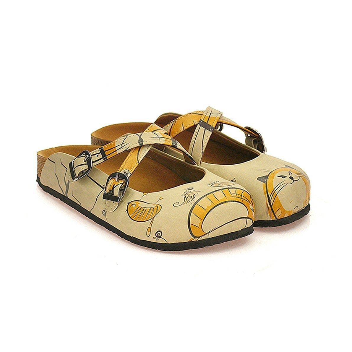 Tan & Gold Cat Clogs CAL103 (737683701856)